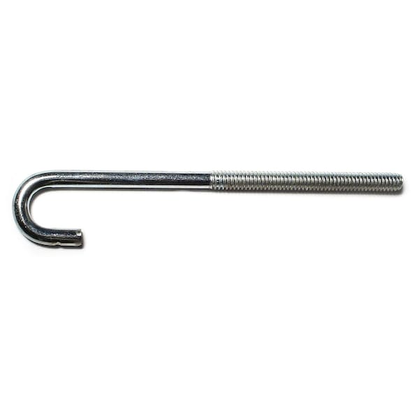 Midwest Fastener 1/4" x 1/2" x 5" Zinc Plated Steel Coarse Thread J-Bolts 30PK 51044 - main